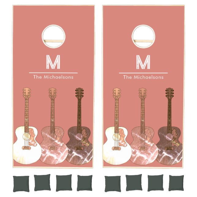 Guitar Personalized Family Party Cornhole Set (Set)