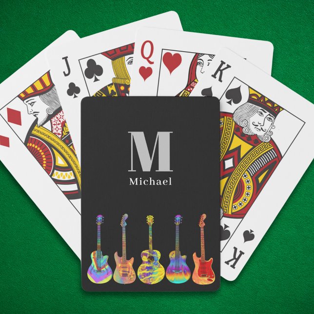 Guitar personalized poker cards (Colorful guitar custom name playing cards )