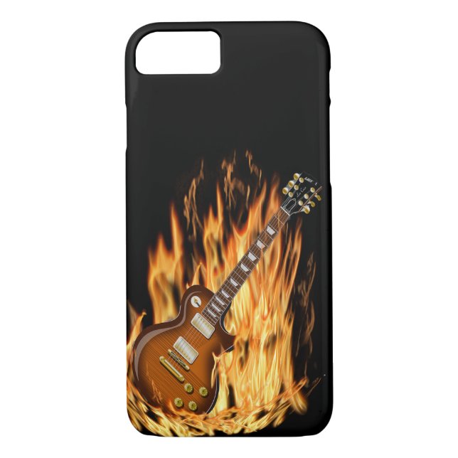 Guitar Phone Case, Black, Fire, Electric Guitar Case-Mate iPhone Case (Back)