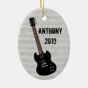 Guitar Photo Template on Back Ceramic Ornament