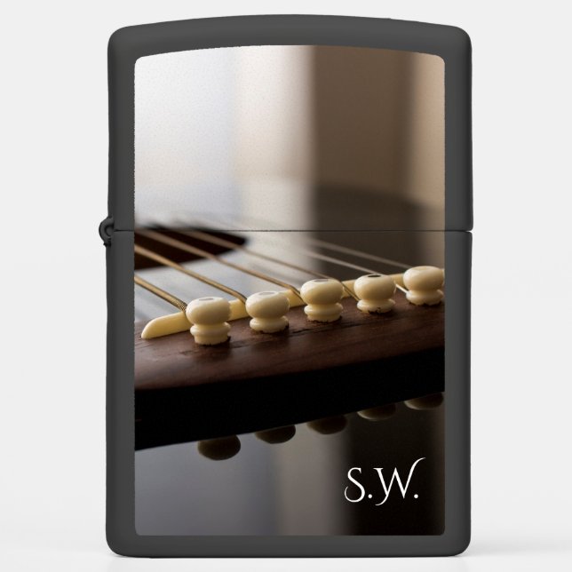 Guitar photo with monogram initials zippo lighter (Front)