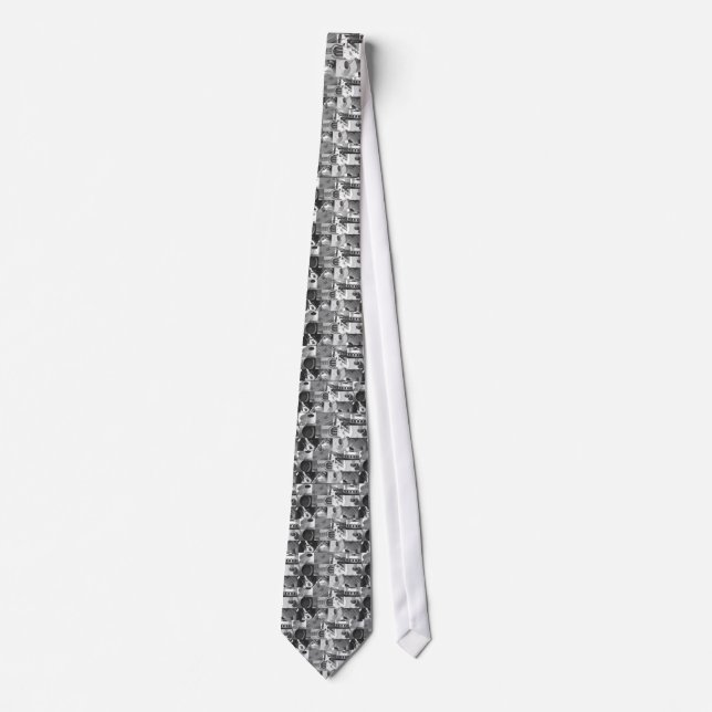 Guitar Photography Collage - black and white Neck Tie (Front)