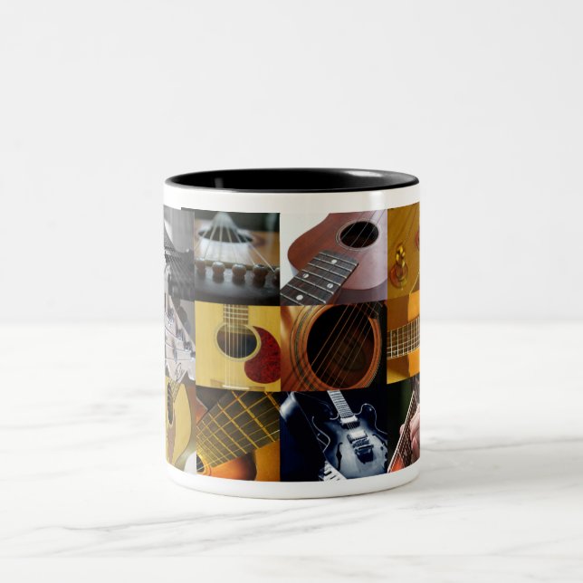 Guitar Photos Collage Two-Tone Coffee Mug (Center)