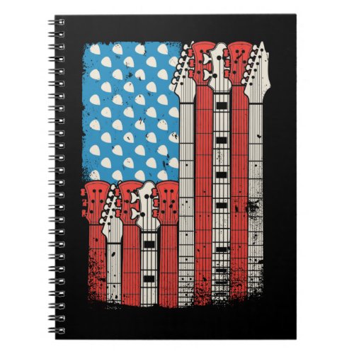 Guitar Pick American Flag USA Music Lover 4th of J Notebook