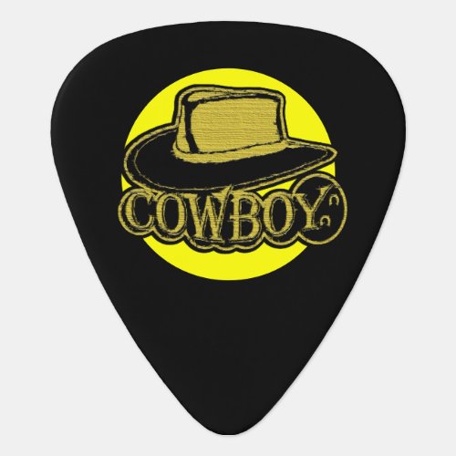 Guitar Pick Cowboy Hat Yellow and Black