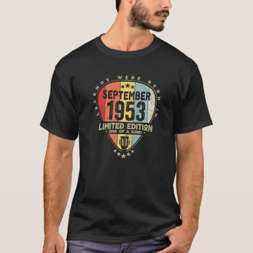 Guitar Pick  Legends Were Born In September 1953 G T-Shirt