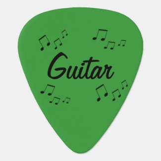 Guitar Pick - Musical Notes around Text