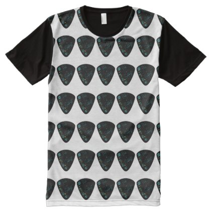 Guitar Pick - Pick A Guitarist with Blue Roses All-Over-Print Shirt