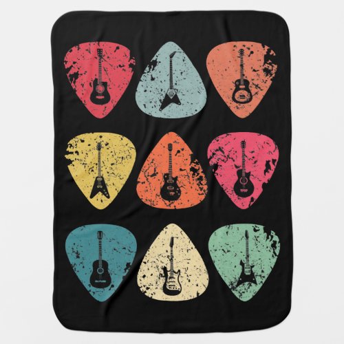 Guitar Pick Retro Vintage for Guitarists Bassist Baby Blanket