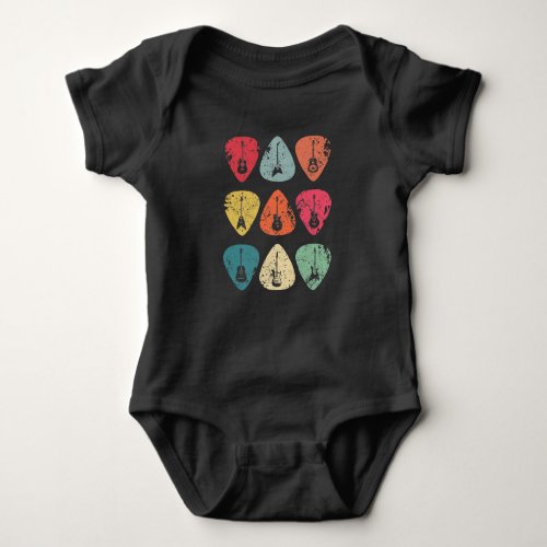 Guitar Pick Retro Vintage for Guitarists Bassist Baby Bodysuit