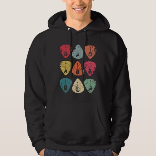 Guitar Pick Retro Vintage for Guitarists Bassist Hoodie