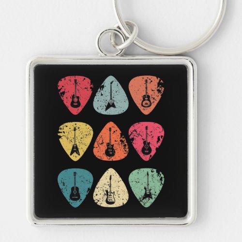 Guitar Pick Retro Vintage for Guitarists Bassist Keychain