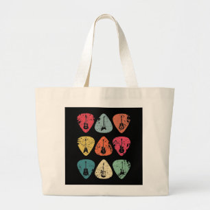 Guitar Pick Retro Vintage for Guitarists Bassist Large Tote Bag