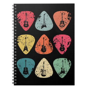 Guitar Pick Retro Vintage for Guitarists Bassist Notebook