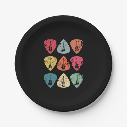 Guitar Pick Retro Vintage for Guitarists Bassist Paper Plates