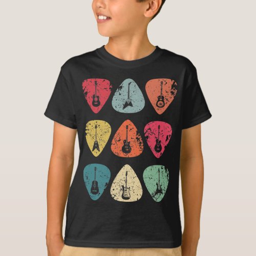 Guitar Pick Retro Vintage for Guitarists Bassist T_Shirt