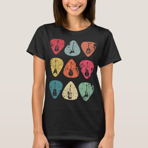 Guitar Pick Retro Vintage for Guitarists Bassist T_Shirt