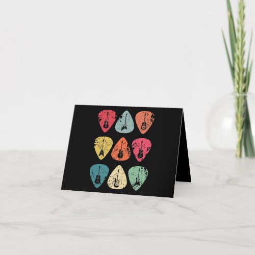 Guitar Pick Retro Vintage for Guitarists Bassist Thank You Card