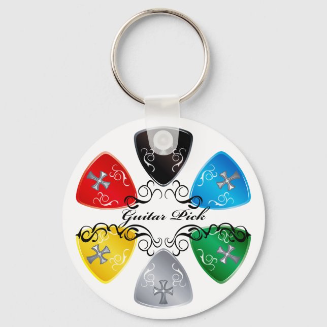 Guitar Pick Round Keychain (Front)