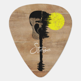 Guitar Pick Rustic Wood Effect Personalized Name
