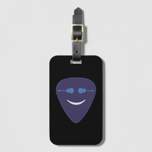 guitar pick smile face luggage tag