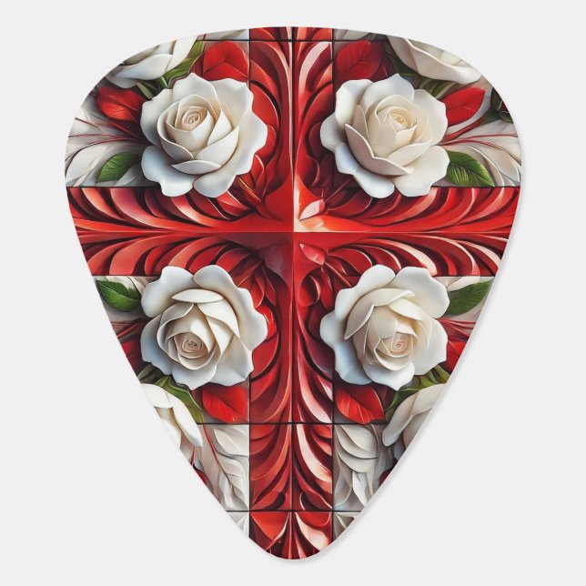 Guitar pick with English Roses Design  (Back)