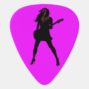 Guitar Pick with Guitar Player Woman