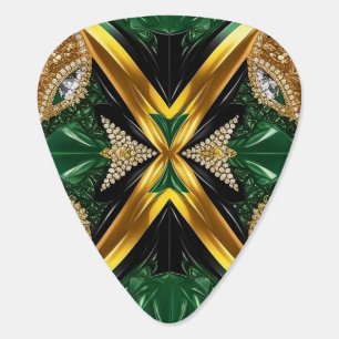 Guitar pick with Jamaican Colors Design