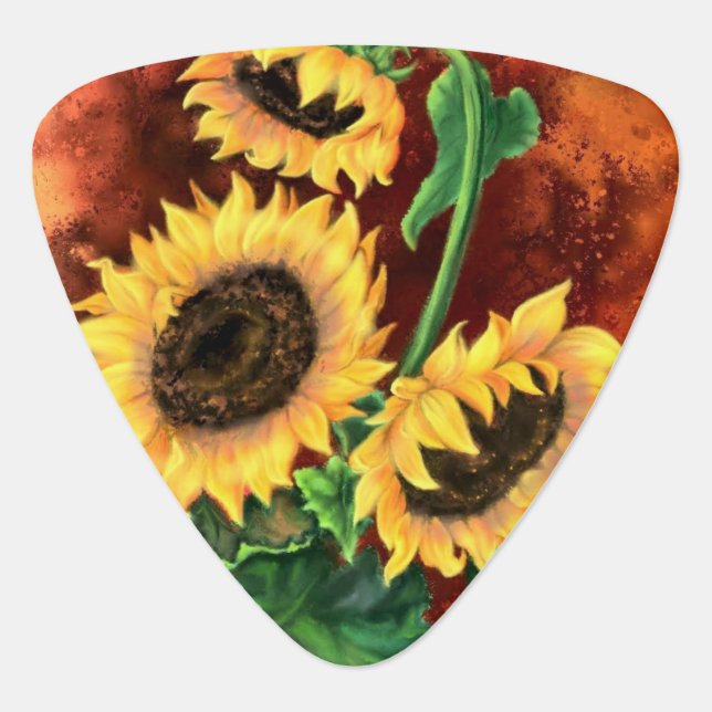Guitar Pick with Sunflowers (Front)