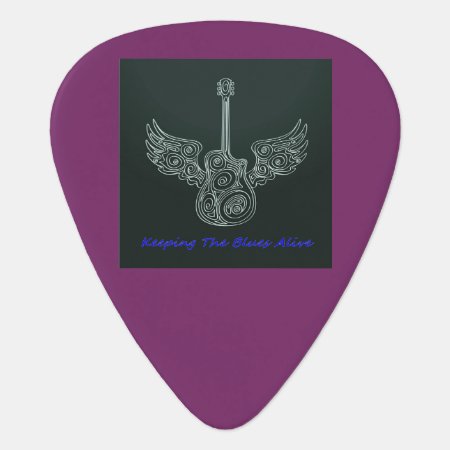 Guitar Pick With Winged Guitar