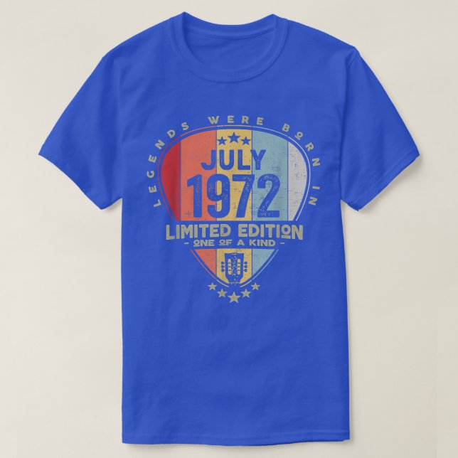Guitar PickLegends Were Born In July 1972 Guitar  T-Shirt (Design Front)