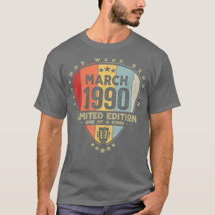 Guitar PickLegends Were Born In March 1990 Guitar T-Shirt