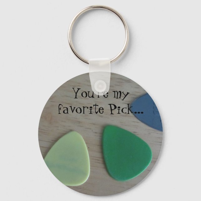 Guitar Picks with a Cute Saying Keychain (Front)