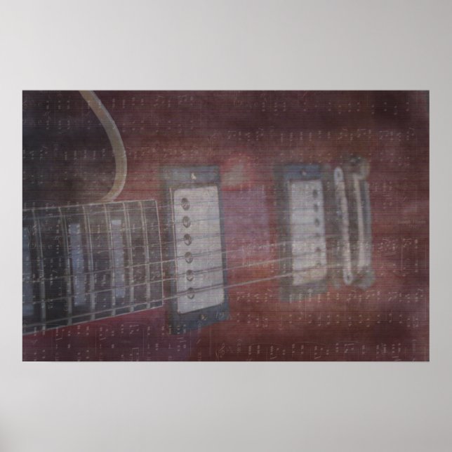 Guitar pickups grunged music faded poster (Front)