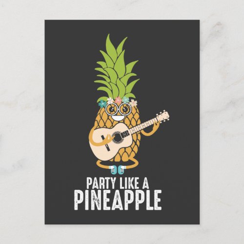 Guitar Pineapple Aloha Hawaii Holiday Fruit Postcard