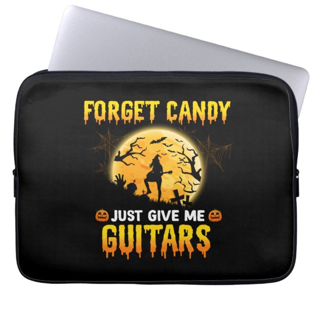 Guitar Play Witch Forget Candy Just Give Me Guitar Laptop Sleeve (Front)