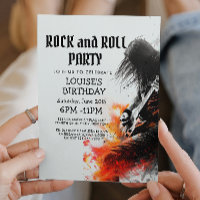 Guitar Player and Rock And Roll Party Invitation