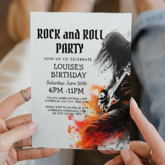 Guitar Player and Rock And Roll Party Invitation