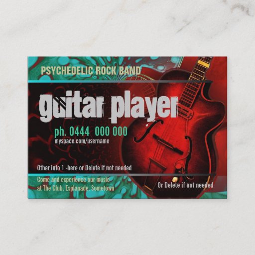 Customizable Guitar Player Band Business card