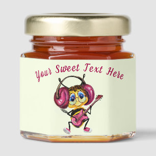 Guitar Player Bee Honey Jar Favors and Custom Text