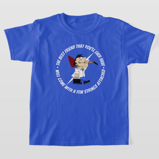 Guitar Player Best Friend Guitarist Cartoon Kids T-Shirt (Laydown)