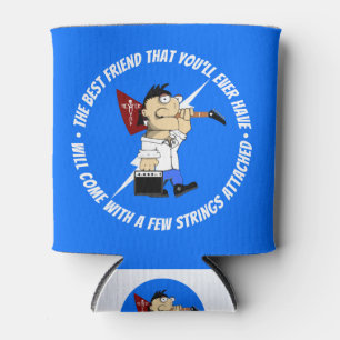 Guitar Player Best Friends On The Road Cartoon Can Cooler