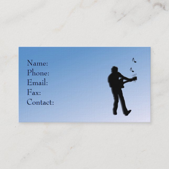 Guitar Player Blue Business Card (Front)