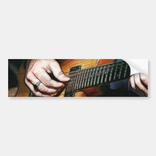 Guitar player bumper sticker