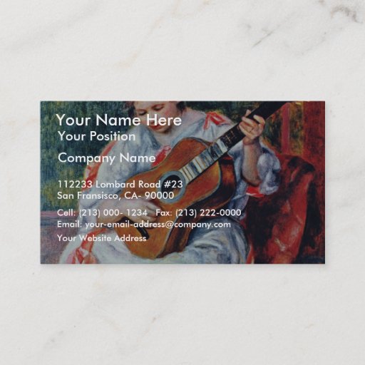 Customizable Guitar Player By Pierre-Auguste Renoir Business Card Template