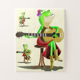 Guitar Player Frog Puzzle for Kids