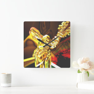 Guitar Player FX Square Wall Clock