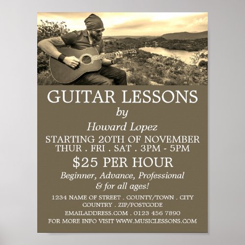 Guitar Player Guitar Lessons Advertising Poster