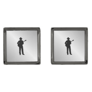 Guitar Player Gunmetal Finish Cufflinks