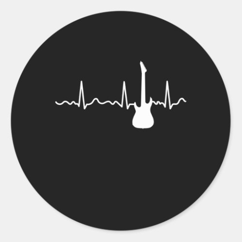 Guitar Player Heartbeat Music Musician Guitarist G Classic Round Sticker